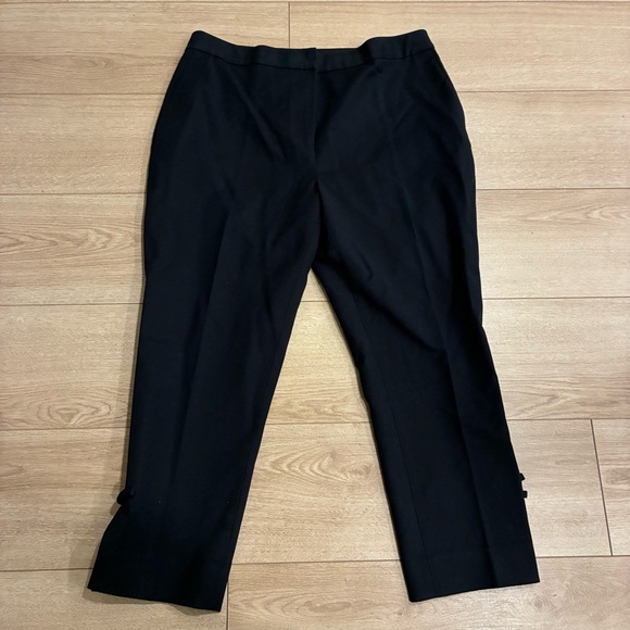 Kate Spade New York Black Ankle Cropped Bow Pant Cotton Size 14 - Picture 2 of 8